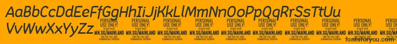 MainlandMediumItalic PERSONAL-fontti – mustat fontit oranssilla taustalla