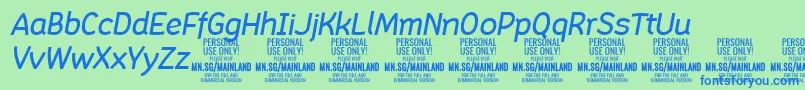 Czcionka MainlandMediumItalic PERSONAL – niebieskie czcionki na zielonym tle