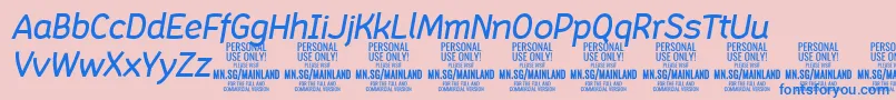 MainlandMediumItalic PERSONAL-Schriftart – Blaue Schriften auf rosa Hintergrund