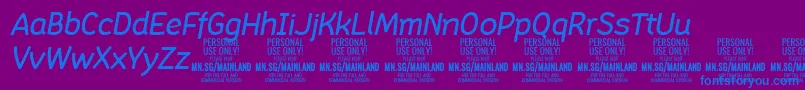 MainlandMediumItalic PERSONAL-fontti – siniset fontit violetilla taustalla