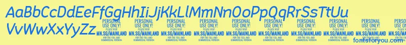 MainlandMediumItalic PERSONAL Font – Blue Fonts on Yellow Background