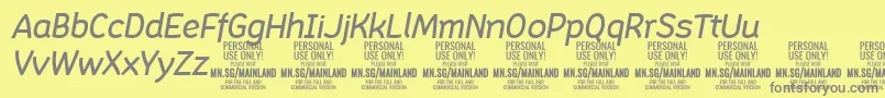 フォントMainlandMediumItalic PERSONAL – 黄色の背景に灰色の文字