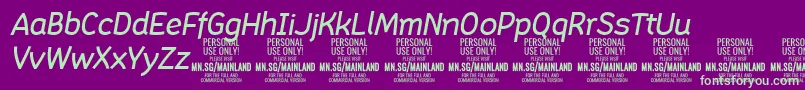 MainlandMediumItalic PERSONAL-fontti – vihreät fontit violetilla taustalla