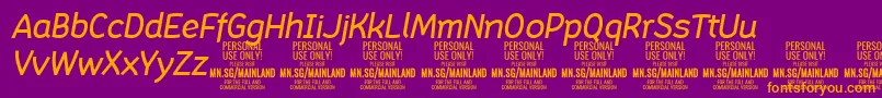 MainlandMediumItalic PERSONAL-fontti – oranssit fontit violetilla taustalla