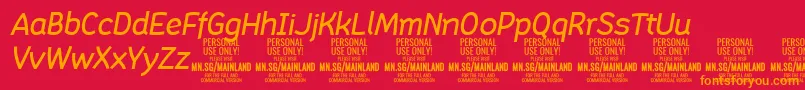 MainlandMediumItalic PERSONAL-Schriftart – Orangefarbene Schriften auf rotem Hintergrund