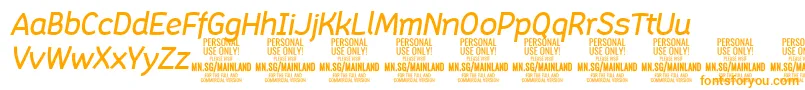 MainlandMediumItalic PERSONAL-Schriftart – Orangefarbene Schriften auf weißem Hintergrund