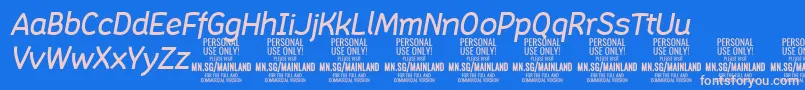 MainlandMediumItalic PERSONAL-fontti – vaaleanpunaiset fontit sinisellä taustalla