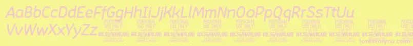 Fonte MainlandMediumItalic PERSONAL – fontes rosa em um fundo amarelo