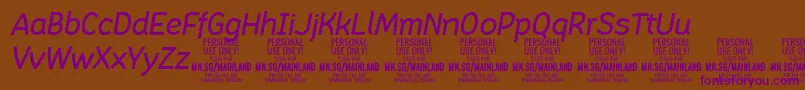MainlandMediumItalic PERSONAL-fontti – violetit fontit ruskealla taustalla