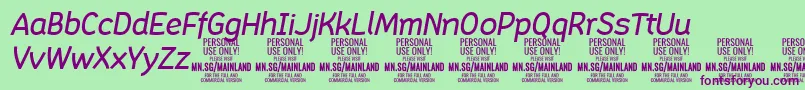 Fonte MainlandMediumItalic PERSONAL – fontes roxas em um fundo verde