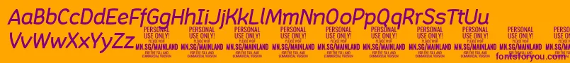 MainlandMediumItalic PERSONAL-Schriftart – Violette Schriften auf orangefarbenem Hintergrund