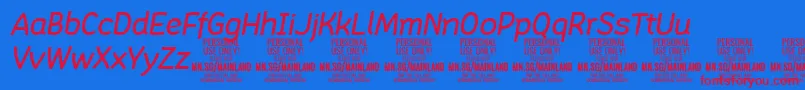 MainlandMediumItalic PERSONAL-fontti – punaiset fontit sinisellä taustalla