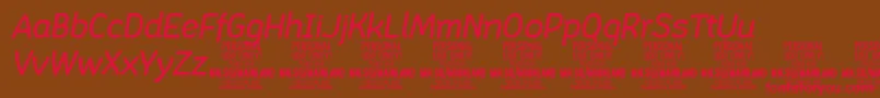 Fonte MainlandMediumItalic PERSONAL – fontes vermelhas em um fundo marrom
