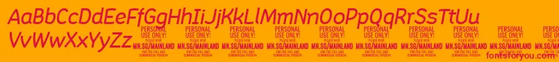 Fonte MainlandMediumItalic PERSONAL – fontes vermelhas em um fundo laranja