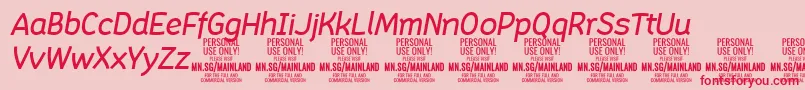 Fonte MainlandMediumItalic PERSONAL – fontes vermelhas em um fundo rosa