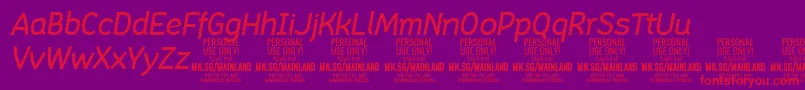 Fonte MainlandMediumItalic PERSONAL – fontes vermelhas em um fundo violeta