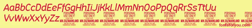 Fonte MainlandMediumItalic PERSONAL – fontes vermelhas em um fundo amarelo