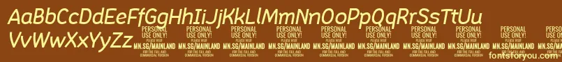 Fonte MainlandMediumItalic PERSONAL – fontes amarelas em um fundo marrom