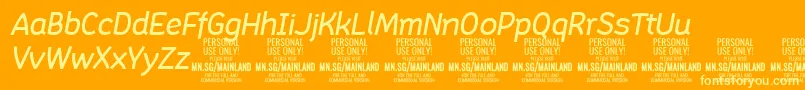 Fonte MainlandMediumItalic PERSONAL – fontes amarelas em um fundo laranja