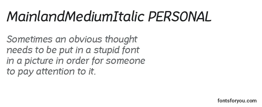 MainlandMediumItalic PERSONAL Font