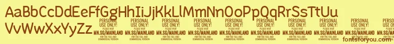 Шрифт MainlandRegular PERSONAL – коричневые шрифты на жёлтом фоне