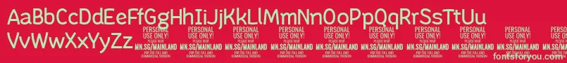 フォントMainlandRegular PERSONAL – 赤い背景に緑の文字