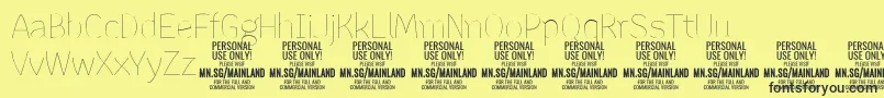 MainlandThin PERSONAL-fontti – mustat fontit keltaisella taustalla