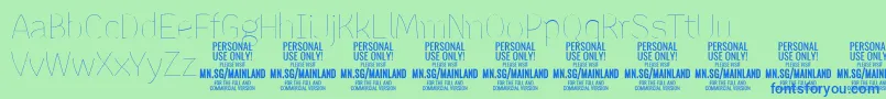 MainlandThin PERSONAL-Schriftart – Blaue Schriften auf grünem Hintergrund