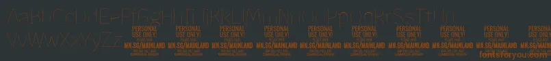 フォントMainlandThin PERSONAL – 黒い背景に茶色のフォント