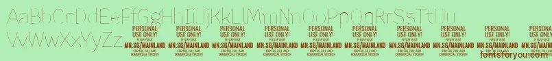 Fonte MainlandThin PERSONAL – fontes marrons em um fundo verde