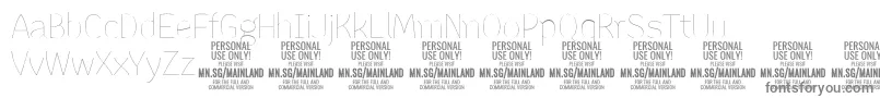 フォントMainlandThin PERSONAL – 白い背景に灰色の文字