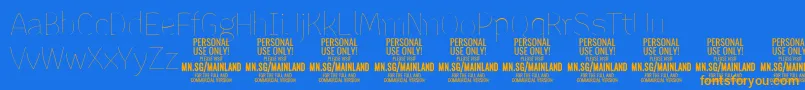 Fonte MainlandThin PERSONAL – fontes laranjas em um fundo azul