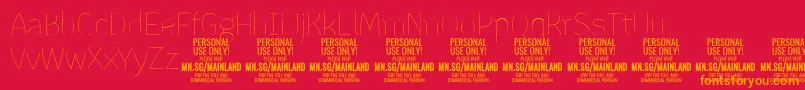 MainlandThin PERSONAL Font – Orange Fonts on Red Background