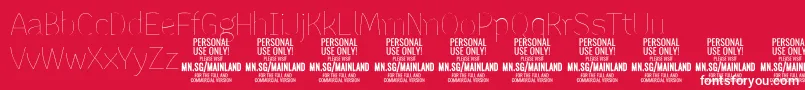 MainlandThin PERSONAL-fontti – valkoiset fontit punaisella taustalla
