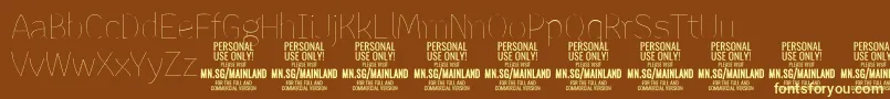 フォントMainlandThin PERSONAL – 黄色のフォント、茶色の背景