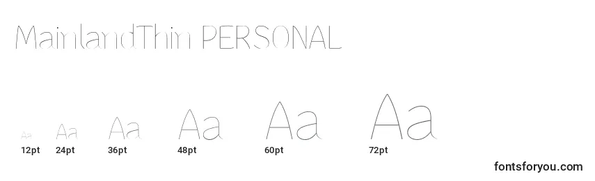 MainlandThin PERSONAL Font Sizes