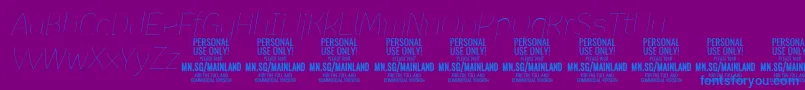 MainlandThinItalic PERSONAL-Schriftart – Blaue Schriften auf violettem Hintergrund