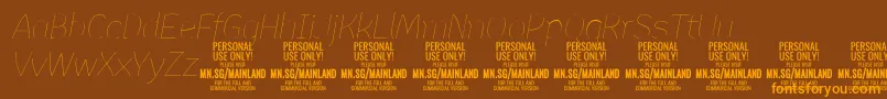 MainlandThinItalic PERSONAL Font – Orange Fonts on Brown Background