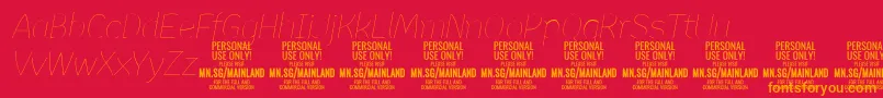 MainlandThinItalic PERSONAL-fontti – oranssit fontit punaisella taustalla