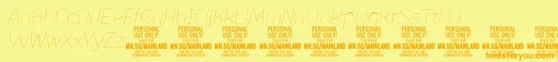 MainlandThinItalic PERSONAL Font – Orange Fonts on Yellow Background