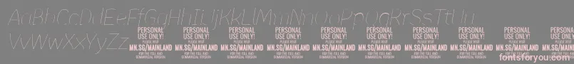 MainlandThinItalic PERSONAL-fontti – vaaleanpunaiset fontit harmaalla taustalla