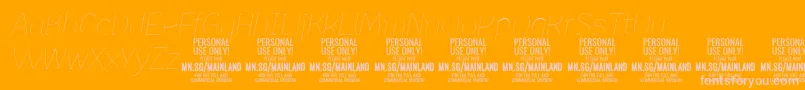 MainlandThinItalic PERSONAL-Schriftart – Rosa Schriften auf orangefarbenem Hintergrund