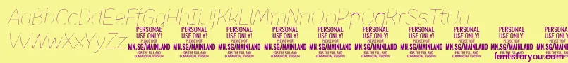 MainlandThinItalic PERSONAL-Schriftart – Violette Schriften auf gelbem Hintergrund