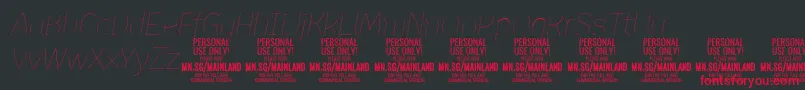 MainlandThinItalic PERSONAL-Schriftart – Rote Schriften auf schwarzem Hintergrund