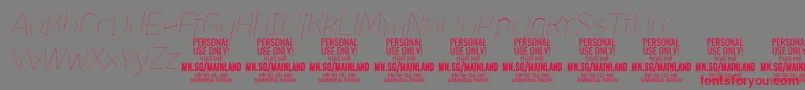 MainlandThinItalic PERSONAL Font – Red Fonts on Gray Background