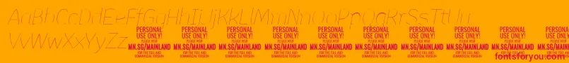 MainlandThinItalic PERSONAL-Schriftart – Rote Schriften auf orangefarbenem Hintergrund