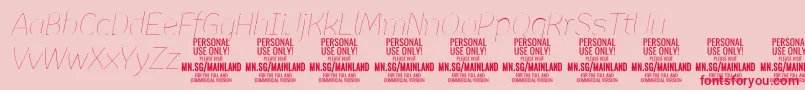 MainlandThinItalic PERSONAL-Schriftart – Rote Schriften auf rosa Hintergrund