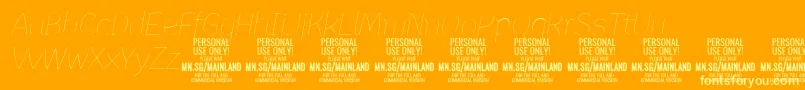 MainlandThinItalic PERSONAL-fontti – keltaiset fontit oranssilla taustalla