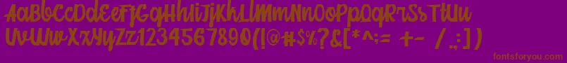 フォントMainstream Script – 紫色の背景に茶色のフォント