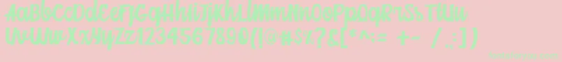 Mainstream Script Font – Green Fonts on Pink Background